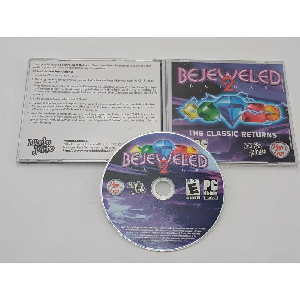 Bejeweled 2 Deluxe The Classic Returns PC/CD ROM‎ Game 2004 Preowned